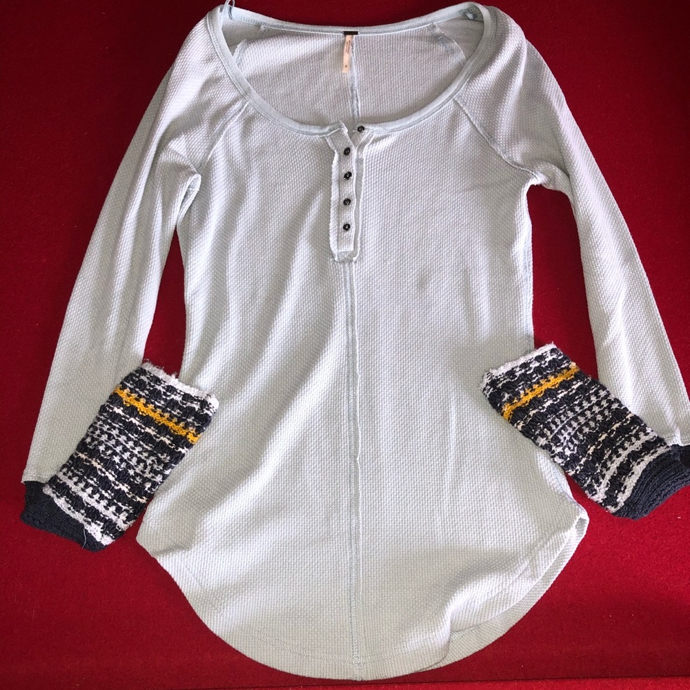Waffle knit long sleeve top